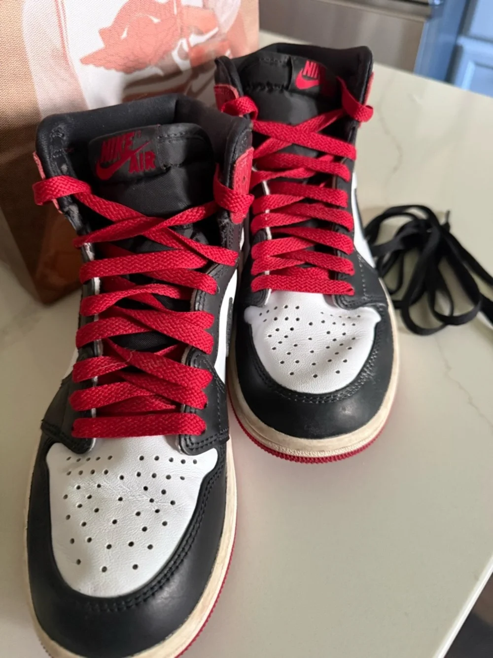 Nike Black White Red High-Top Sneakers